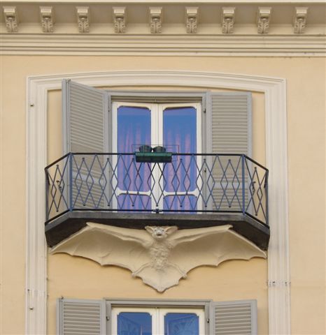 Pipistrellone, sorregge il balcone che si trova 
nel palazzo di Via Madama Cristina angolo via Silvio Pellico.